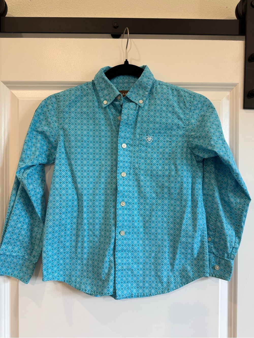 Ariat Turquoise Floral-Print Boys Button-Up Shirt